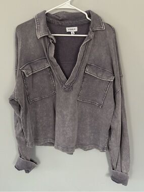 Evereve Washed Purple Utility Pullover Top